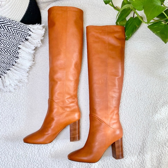 & Other Stories Shoes - & OTHER STORIES Cognac Leather Heeled Knee Hi Boot